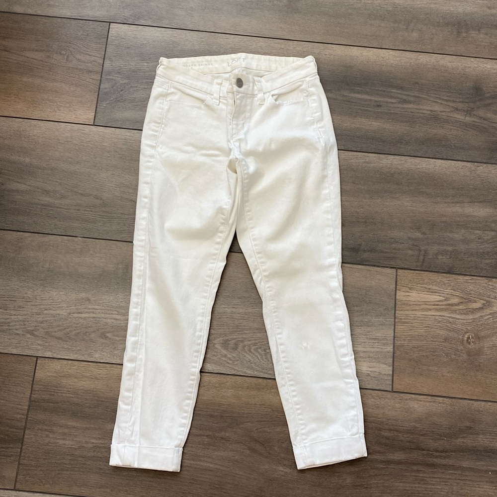 LOFT white modern ankle pants